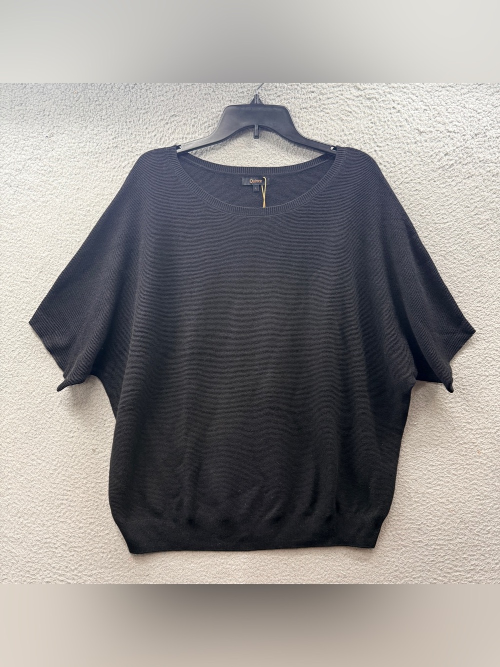 NWT Quince Black Organic Cotton Cashmere Blend Batwing Sleeve Sweater Women’s L